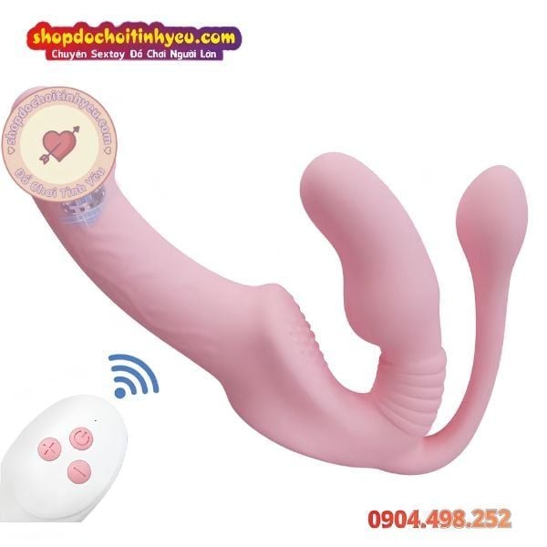 Dương Vật Giả Rung Mạnh 3 Đầu Ôm Sát Thành Âm Đạo Đeo Cho Les