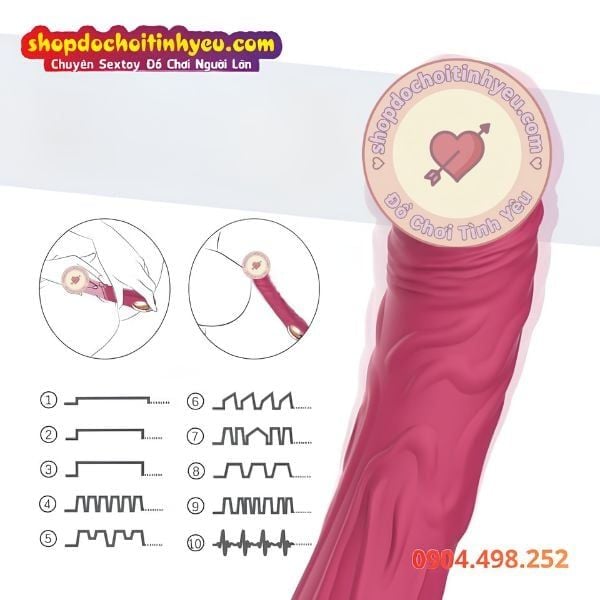 Dương Vật Giả Rung AV Tự Động 10 Chế Độ Có Gân Nổi To Đê Mê