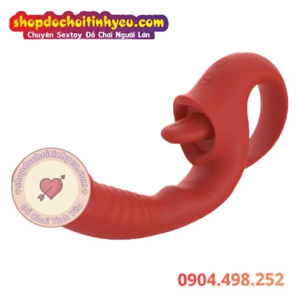 Dương Vật Giả Rung Đa Chế Độ Kèm Đầu Lưỡi Liếm Hột Le Âm Đạo