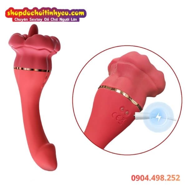 Dương Vật Giả Rung Tự Động Kèm Đầu Môi Lưỡi Liếm Mơn Trớn
