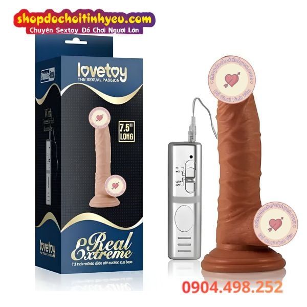 Dương vật giả rung mạnh nguồn 4 pin AA hít tường 7.5 inch