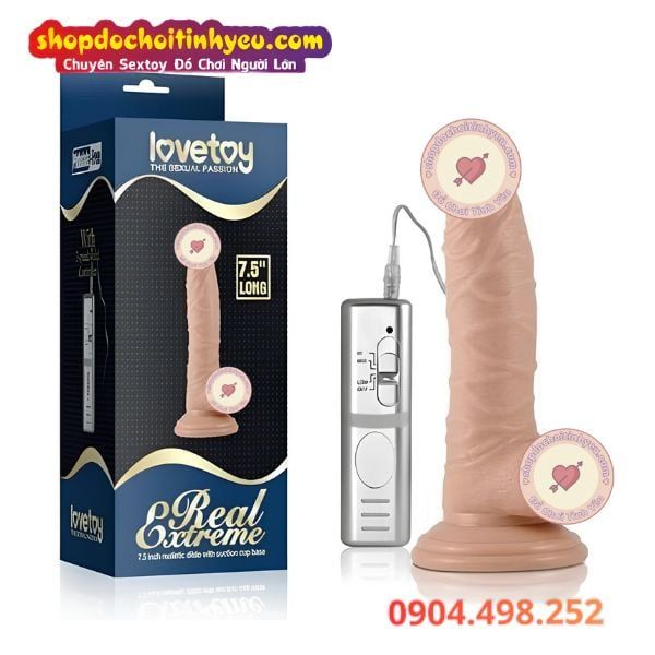 Dương vật giả rung mạnh nguồn 4 pin AA hít tường 7.5 inch