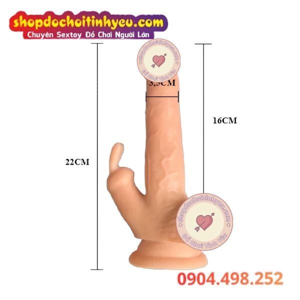 Dương Vật Giả Rung Thụt Làm Ấm Kèm Tai Thỏ Điều Khiển Remote