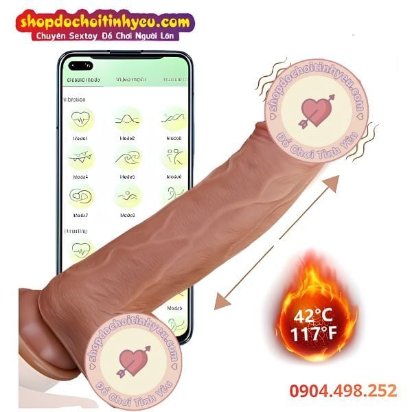 Dương Vật Giả Rung Thụt Tạo Nhiệt Điều Khiển Từ Xa Qua APP