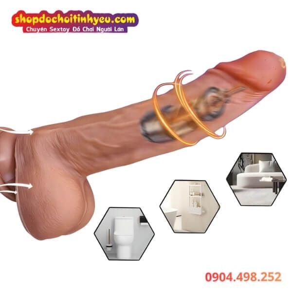 Dương Vật Giả Rung Thụt Tạo Nhiệt Điều Khiển Từ Xa Qua APP
