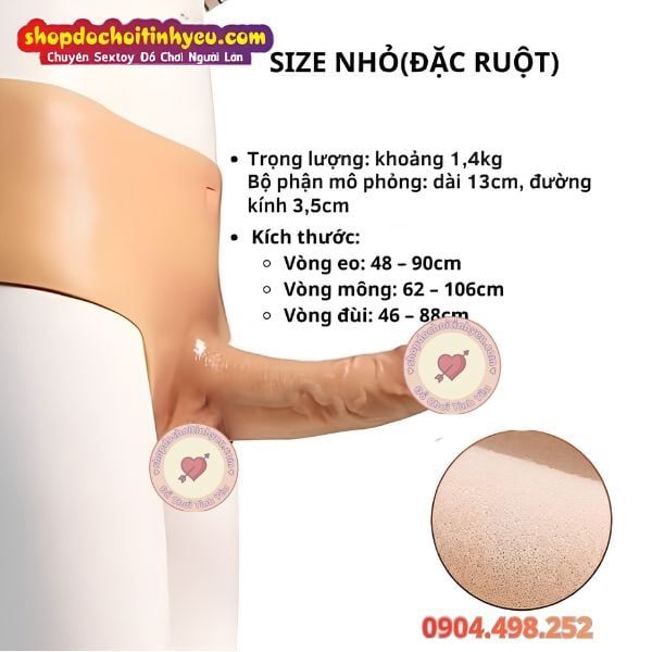Dương Vật Giả Silicon Có Gân Nổi Liền Quần Đặc Ruột Size Nhỏ