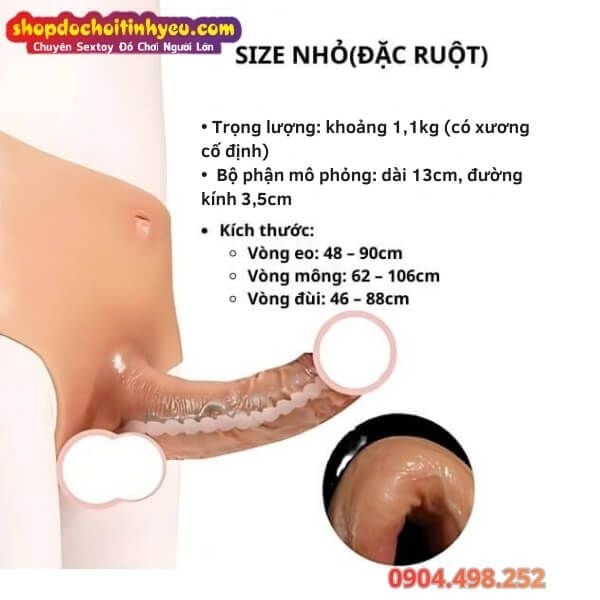 Dương Vật Giả Silicon Có Gân Nổi Liền Quần Đặc Ruột Size Nhỏ