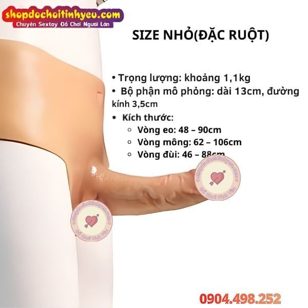 Dương Vật Giả Silicon Có Gân Nổi Liền Quần Đặc Ruột Size Nhỏ