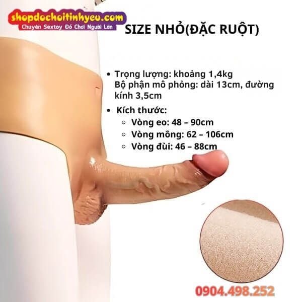 Dương Vật Giả Silicon Có Gân Nổi Liền Quần Đặc Ruột Size Nhỏ