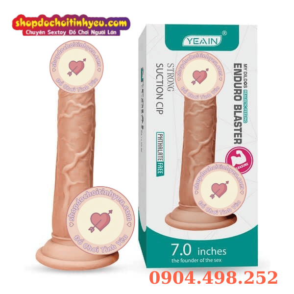 Dương vật giả 18cm có bìu silicon mềm dẻo hít tường