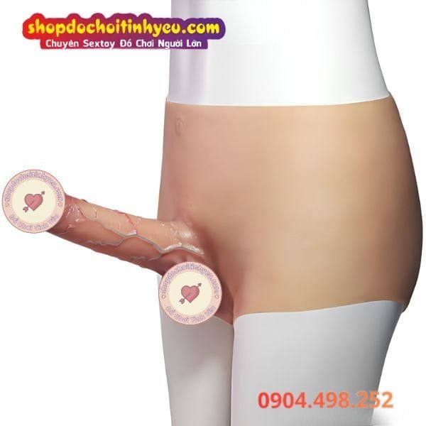 Dương Vật Giả Silicone Liền Quần Rỗng Ruột Có Mạch Gân Xanh