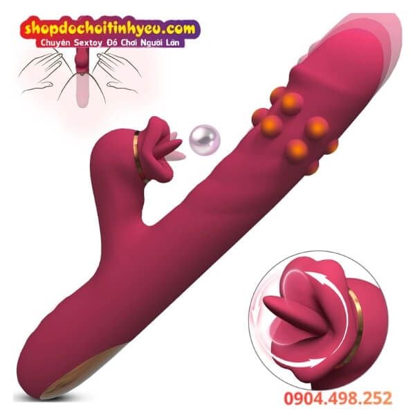 Dương Vật Giả Thụt Mạnh Có Bi Nổi Kèm Đầu Lưỡi Liếm R420