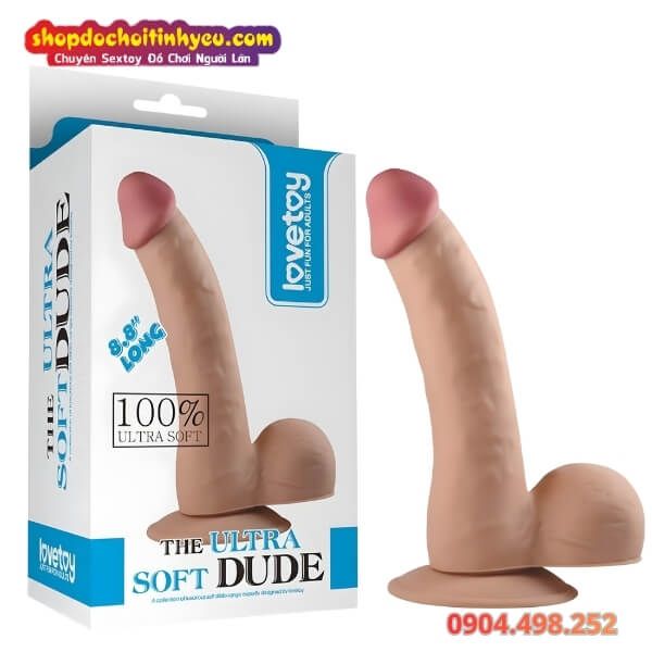Dương Vật Giả To Cong Đế Hít Kèm Bìu Mềm THE ULTRA SOFT DUDE