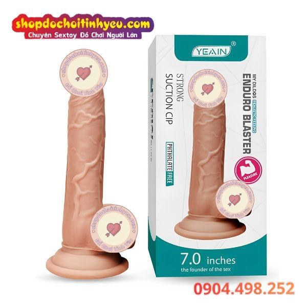 Dương vật giả YEAIN 18cm có bìu silicon mềm dẻo hít tường