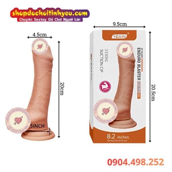 Dương vật giả YEAIN có bao quy đầu siêu mềm dẻo hít tường