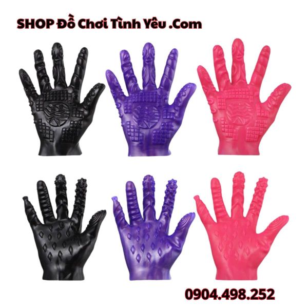Găng Tay Silicone Móc Bướm Nhiều Gân Nổi Kích Thích Bạn Tình