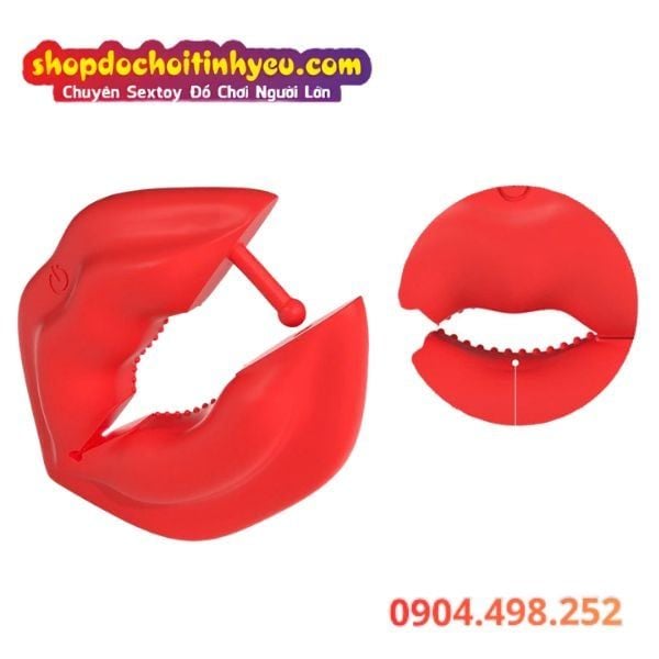 Kẹp Đầu Ti Rung Hình Môi Đỏ Chúm Chím Có Điều Khiển Từ Xa