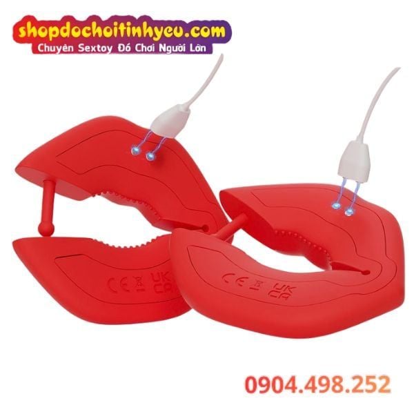 Kẹp Đầu Ti Rung Hình Môi Đỏ Chúm Chím Có Điều Khiển Từ Xa