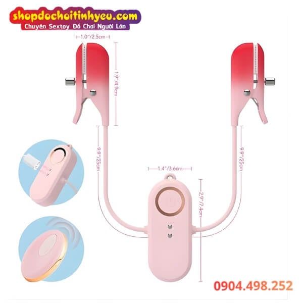 Kẹp Núm Vú Rung Đa Chế Độ Cực Mạnh Có Điều Khiển Không Dây