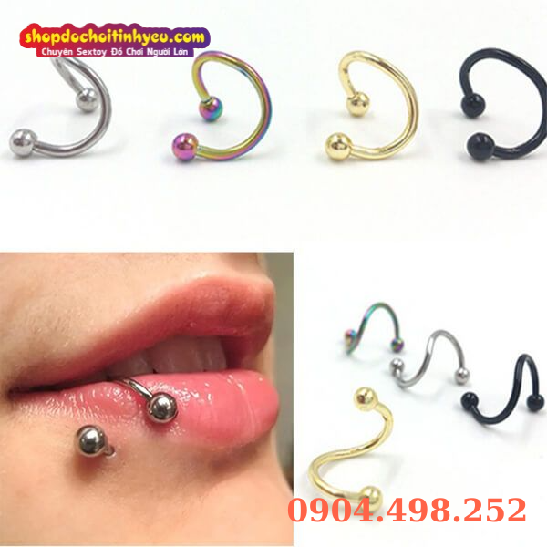 Khuyên đeo môi tai titan hình xoắn cá tính hiện đại