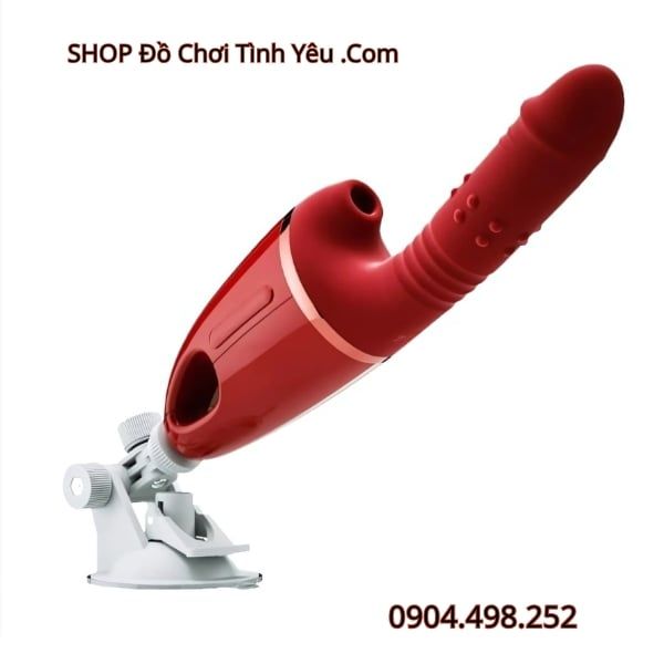 Máy Dương Vật Giả Bi Nổi Rung Thụt Kèm Đầu Hút Điều Khiển App