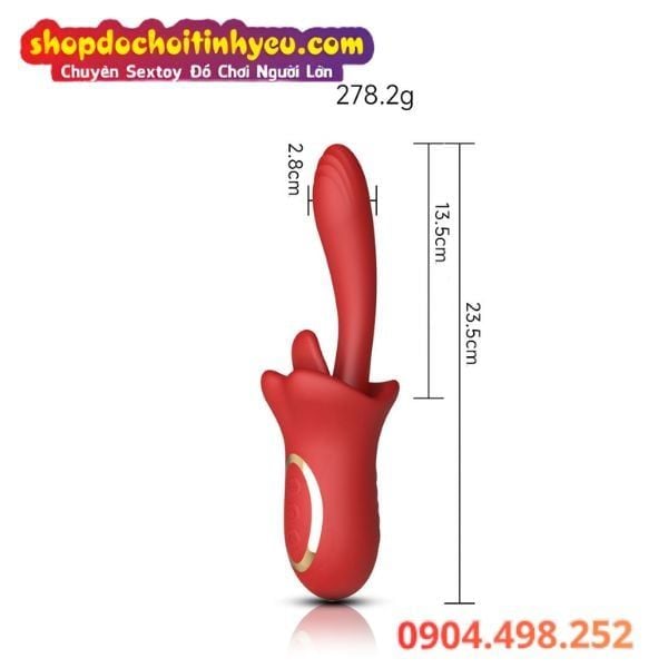Máy Lưỡi Liếm Kết Hợp Que Rung Móc Massage Điểm G Âm Đạo