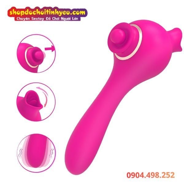 Máy Massage Ba Động Cơ Rung Vỗ Liếm Nhiều Chế Độ Kích Thích