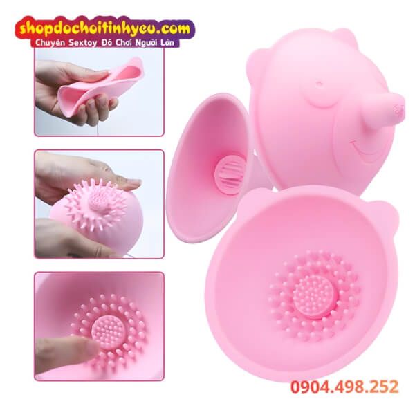 Máy Massage Ngực Hình Gấu Hồng Rung Xoay Tròn Mơn Trớn MOMO