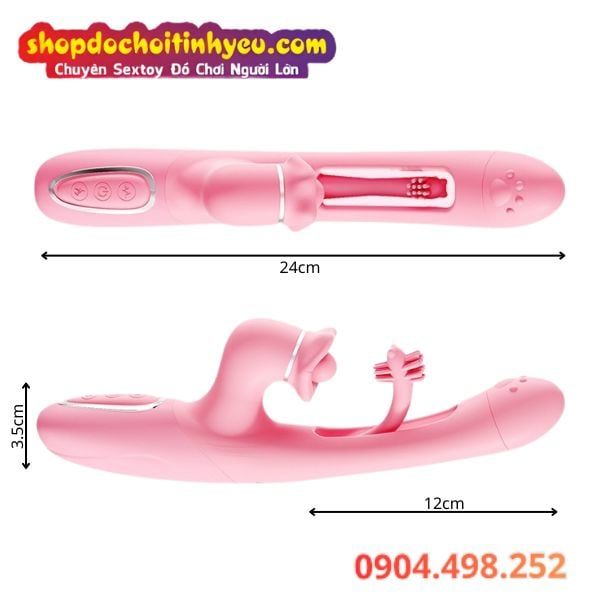 Máy Rung Đa Năng Có Nhánh Móc Âm Đạo Kèm Đầu Phụ Vỗ Hột Le