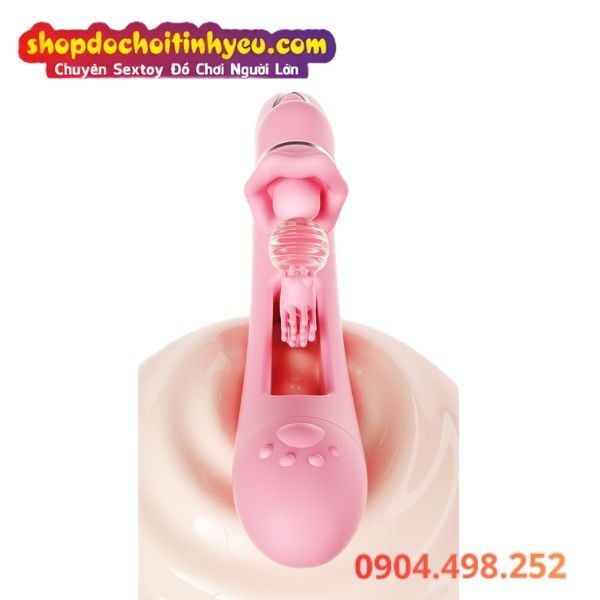 Máy Rung Đa Năng Có Nhánh Móc Âm Đạo Kèm Đầu Phụ Vỗ Hột Le