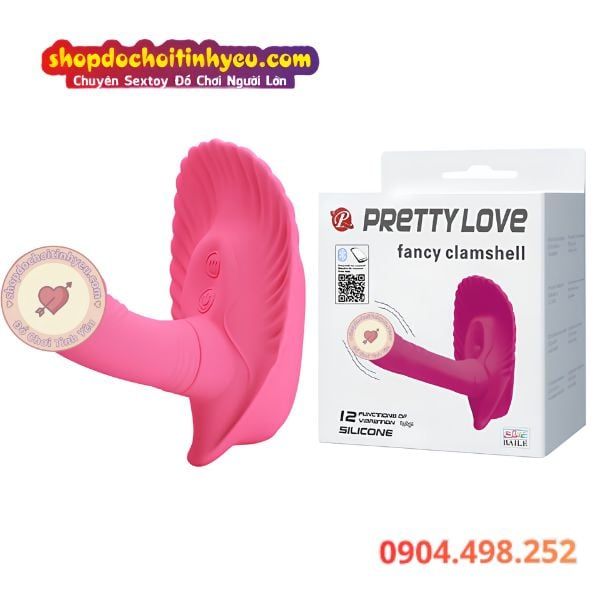 Máy rung vỏ sò hình dương vật mini đeo mặc điều khiển từ xa