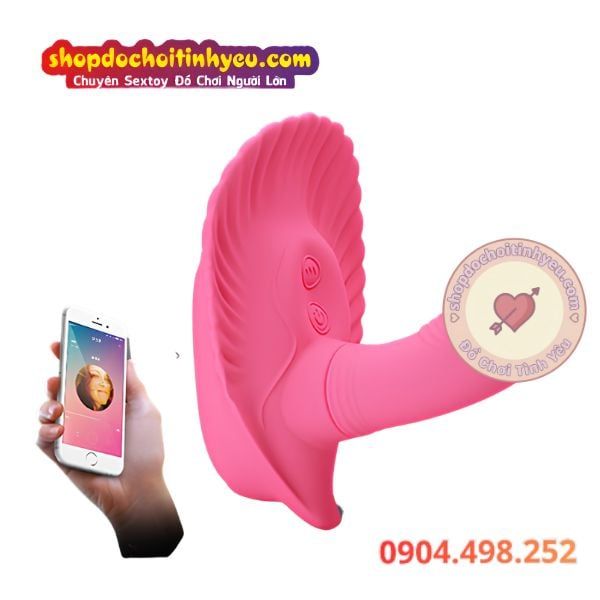 Máy rung vỏ sò hình dương vật mini đeo mặc điều khiển từ xa