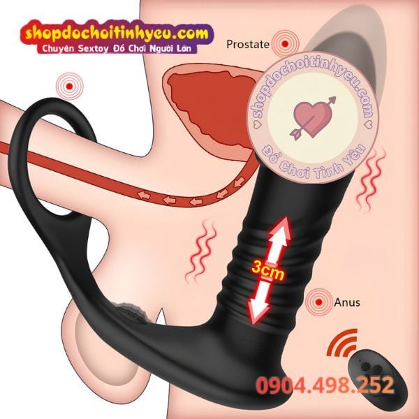 Máy rung thụt hậu môn hình dương vật màu đen ANALPLUG