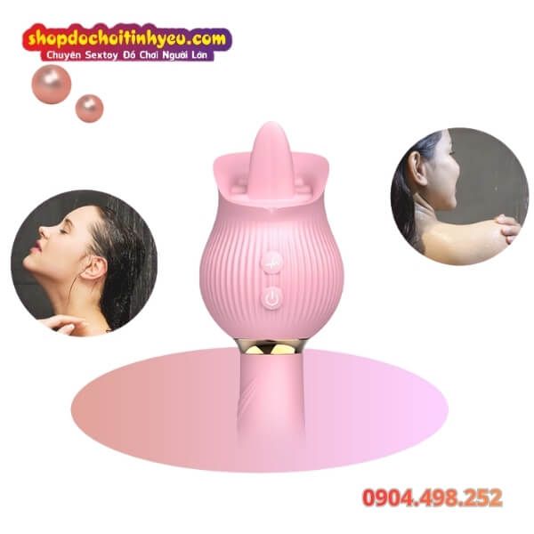 Máy Rung Thụt Hoa Hồng Hai Đầu Tích Hợp Bú Liếm Đa Điểm