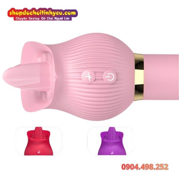 Máy Rung Thụt Hoa Hồng Hai Đầu Tích Hợp Bú Liếm Đa Điểm