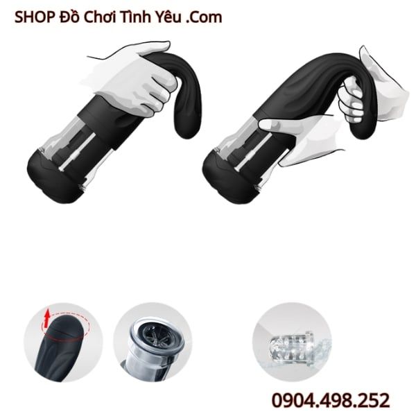 Máy Thủ Dâm Xoay Thụt Tự Động Có Tay Cầm PRETTY LOVE BRETON