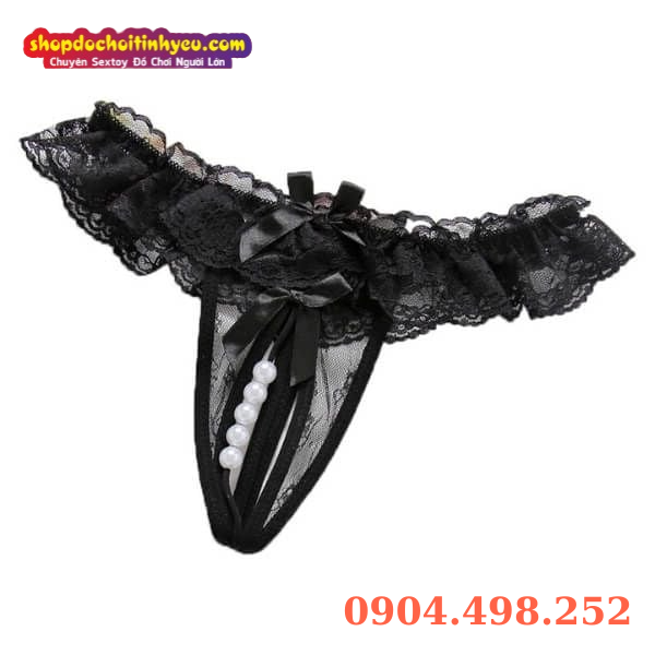 Quần lót đính chuỗi ngọc trai massage âm đạo gợi cảm