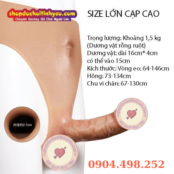 Quần lót silicon gắn dương vật rỗng ruột size lớn cho nam