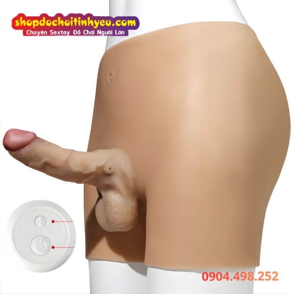 Quần Silicon Liền Cu Giả Đặc Ruột Ngoáy Sưởi Ấm Có Điều Khiển