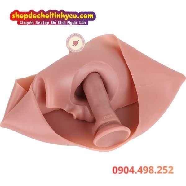 Quần Silicon Nối Liền Dương Vật To Cong Rỗng Ruột Có Gân Nổi