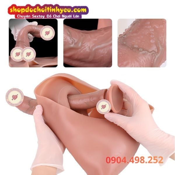 Quần Silicon Nối Liền Dương Vật To Cong Rỗng Ruột Có Gân Nổi