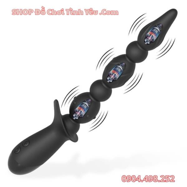Que Rung Hậu Môn Cầm Tay 10 Tần Số Có Hạt Silicone Đầu Nhọn