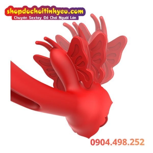 Sextoy Bướm Hoa Hồng Rung Có Nhánh Móc Sướng Đeo Trong Âm Đạo
