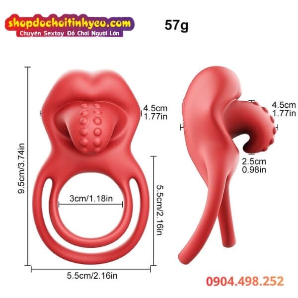 Vòng Đeo Dương Vật Khóa Tinh Kèm Đầu Lưỡi Rung Có Hạt Nổi