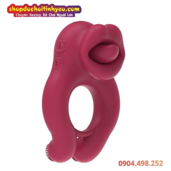 Vòng Đeo Dương Vật Khóa Tinh Rung Kép Có Đầu Lưỡi Liếm Âm Vật