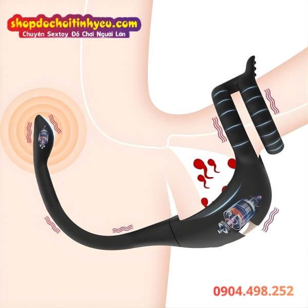 Vòng Đôi Đeo Dương Vật Có Nhánh Rung Hậu Môn Điều Khiển Từ Xa