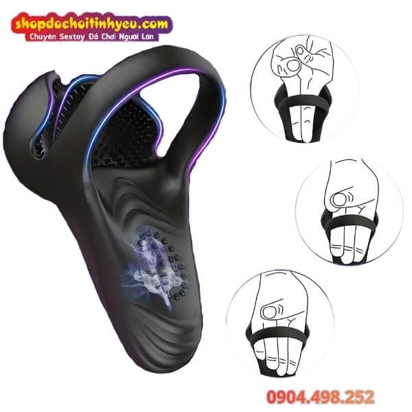 Vòng Khóa Rung Dương Vật Ôm Trọn Tinh Hoàn Điều Khiển Từ Xa