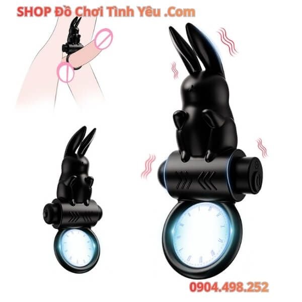Vòng Rung Trì Hoãn Xuất Tinh Kèm Đầu Thỏ Kích Thích Hạt Đậu