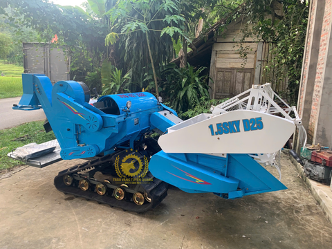 MÁY GẶT LÚA ĐI LẦY 1.5 SKY - GIẢI PHÁP THU HOẠCH  HIỆU QUẢ CHO RUỘNG TRŨNG