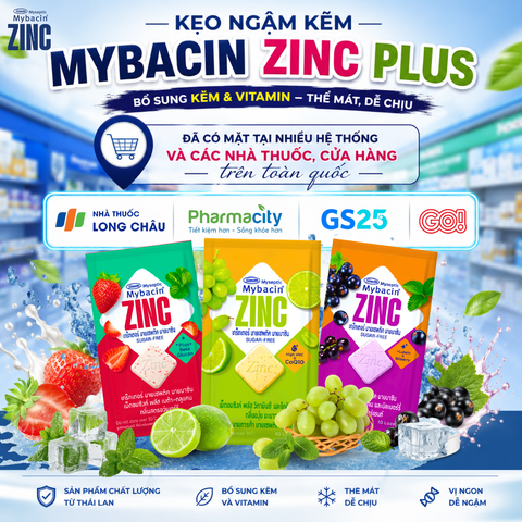 Kẹo Ngậm Kẽm Mybacin Zinc Plus Mua Ở Đâu? Danh Sách Hệ Thống Phân Phối